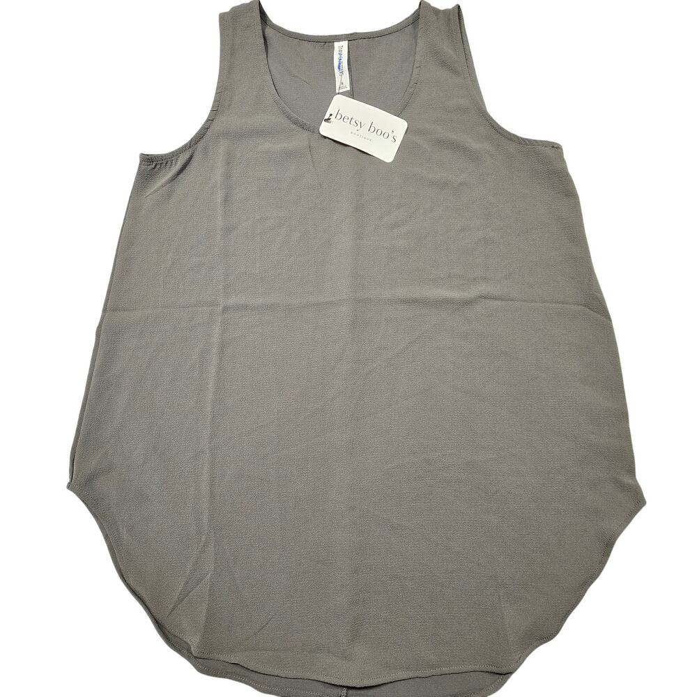 Zenana Outfitters Gray Tank NEW $20 Stretch Textured Scoop Neck Top Women Size S